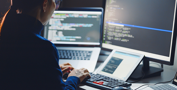 Woman working on computer